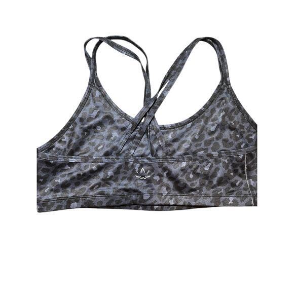 NWOT Beyond Yoga Women Large Lux Atlas Bra Shimmery Navy Blue Black Animal Print - Picture 5 of 8